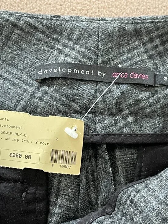 *AMAZING* Y2K 2004 Development by Erica Davies Plaid Wide Leg Pants Grey Size 2 - Picture 7 of 8